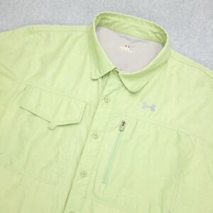 Under Armour AllseasonGear‎ Mens XXL Green Short Sleeve Button Down Shirt Vented